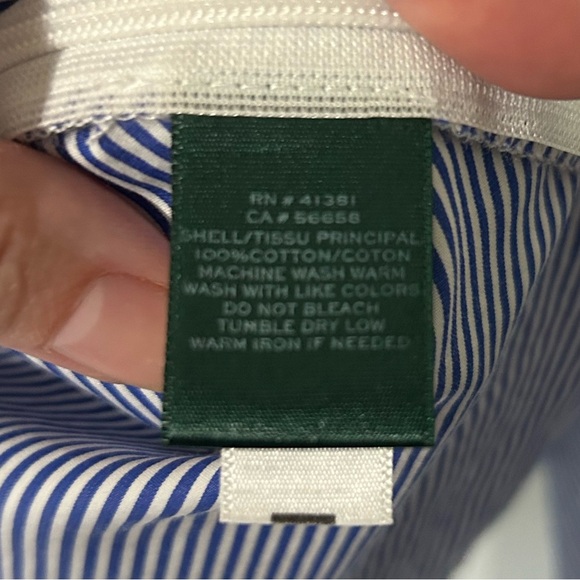 Lauren Ralph Lauren LRL Ruffle Collar Blue Striped Off-Shoulder Top Size 10. - Picture 11 of 12